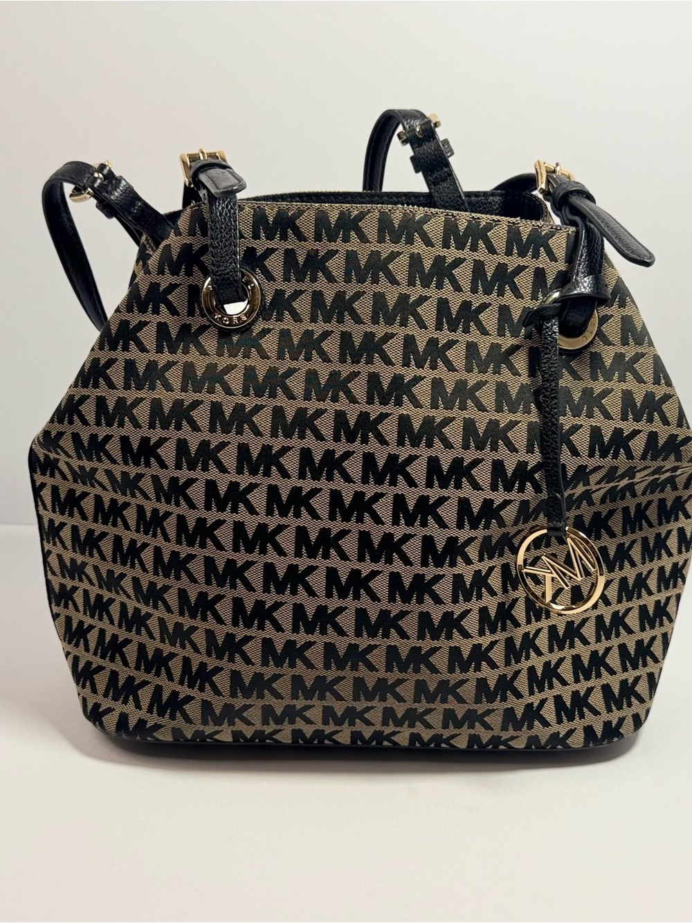 Michael Kors Black & Brown MK Monogram Tote